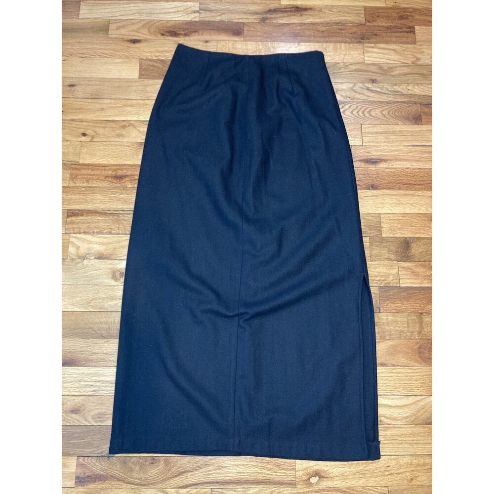 Eddie Bauer Maxi Skirt Womens Size 10 Long Lined Black Wool Blend Side Slit - Picture 7 of 7